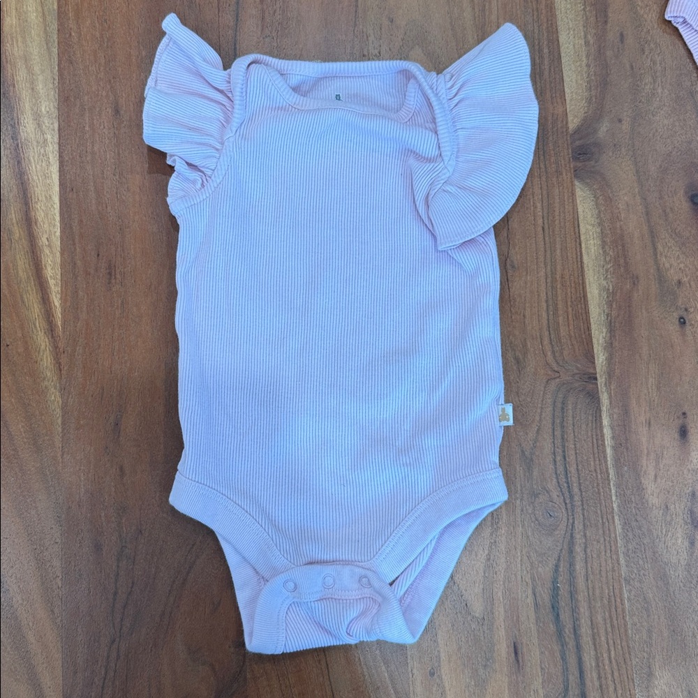 Pink and Gray Ruffled Kids One Pieces Set - Picture 2 of 7